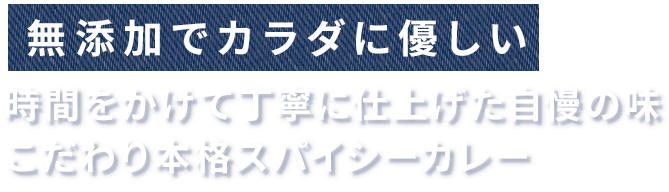 無添加でカラダに優しい 時間をかけて丁寧に仕上げた自慢の味 こだわり本格スパイシーカレー